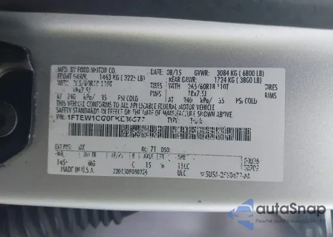 2015 Ford F-150 Xlt из США, поврежденный, VIN 1FTEW1CG0FKE30577